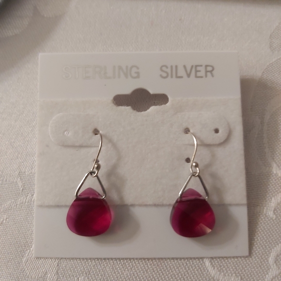 Swarovski: Ruby Sterling Silver Earrings - Picture 2 of 2